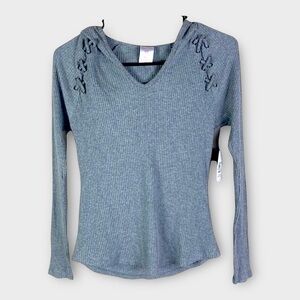 No Boundaries Long Sleeve Shirt Hoodie Long Sleeve Womens‎ Cotton Grey S